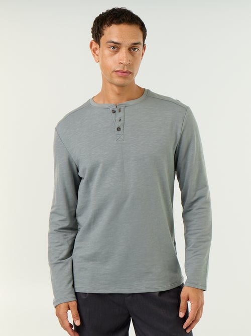 Men's Long-Sleeved Henley T-shirt - Kiabi