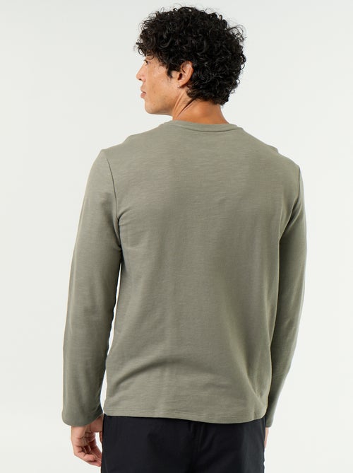 Men's Long-Sleeved Henley T-shirt - Kiabi