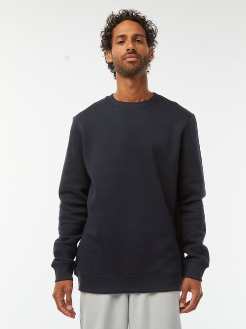 Men's Plain Brushed Fleece Round Neck Sweatshirt - Kiabi