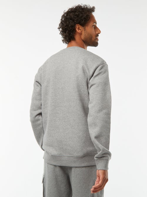 Men's Plain Brushed Fleece Round Neck Sweatshirt - Kiabi