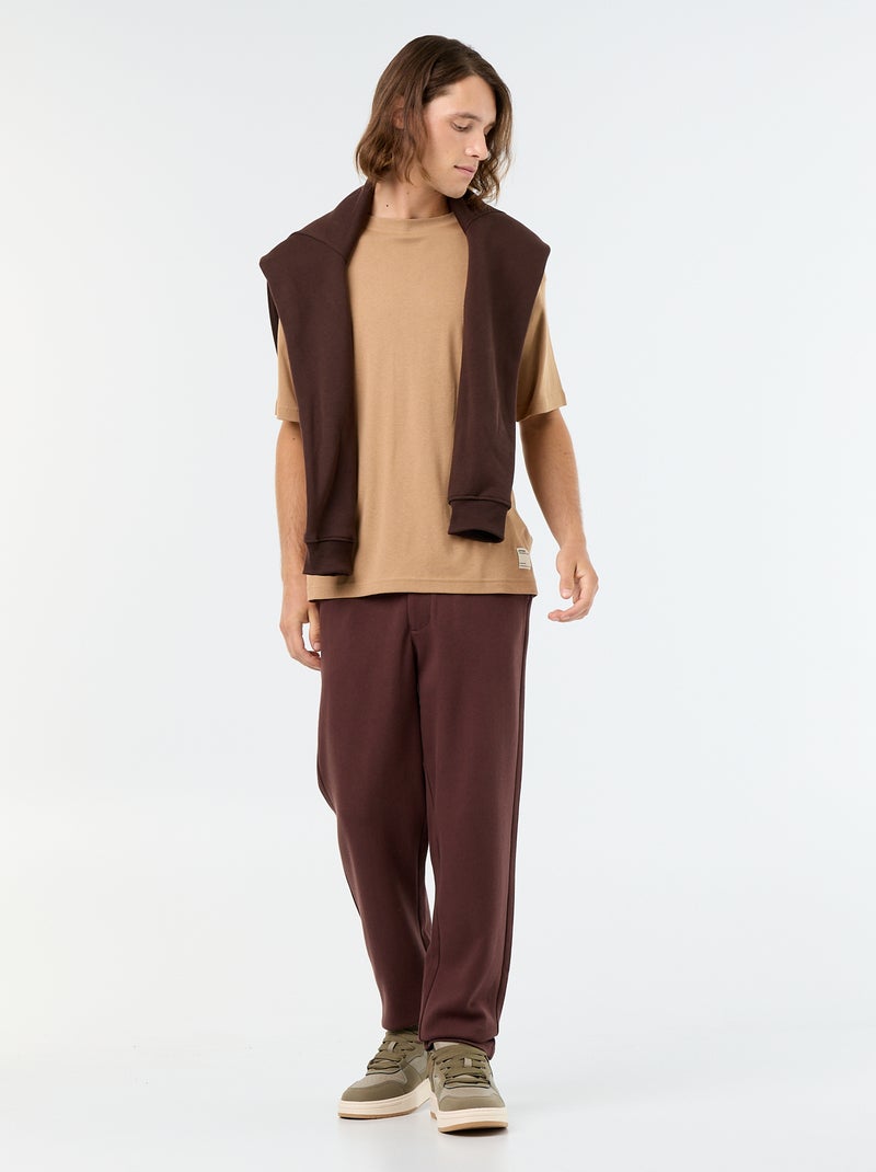 Men's Plain Short-Sleeved Crew Neck T-Shirt Beige - Kiabi
