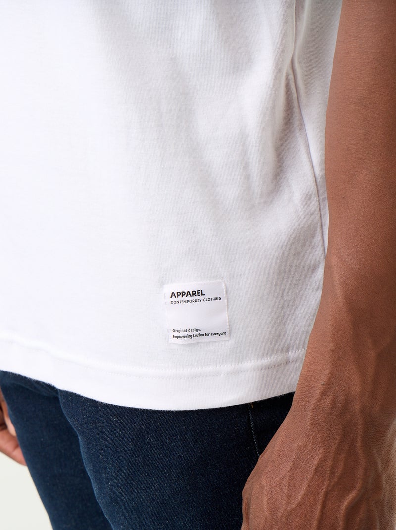 Men's Plain Short-Sleeved Crew Neck T-Shirt White - Kiabi