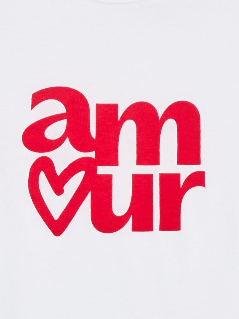 Message print short-sleeved T-shirt White - Kiabi