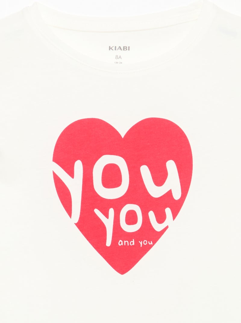 Message print short-sleeved T-shirt White - Kiabi