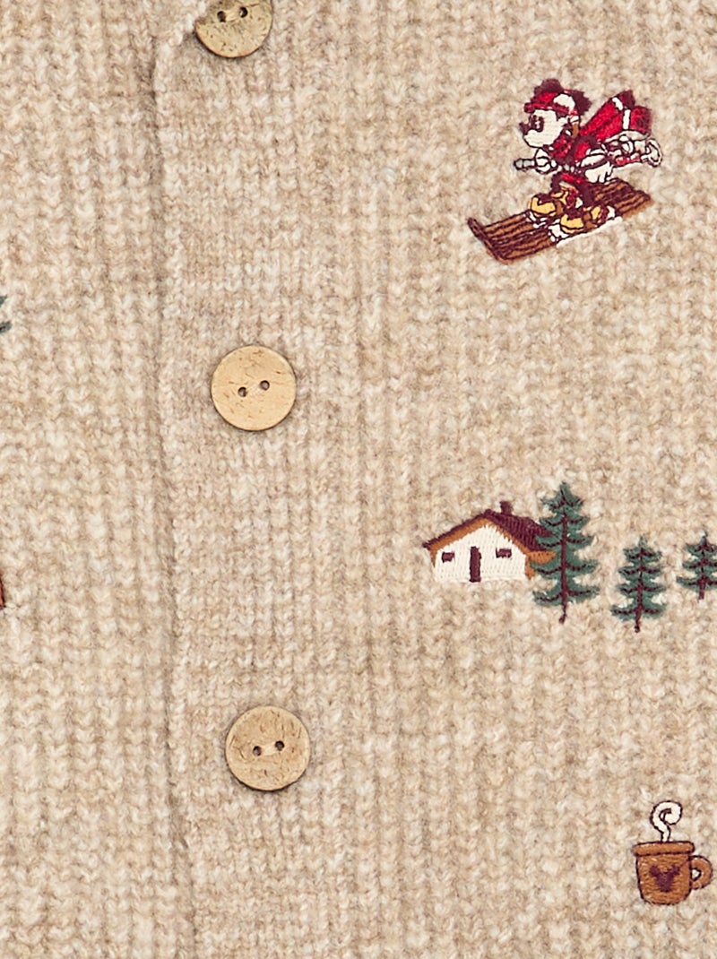 Mickey Mouse Disney Cardigan with Embroidery Beige - Kiabi