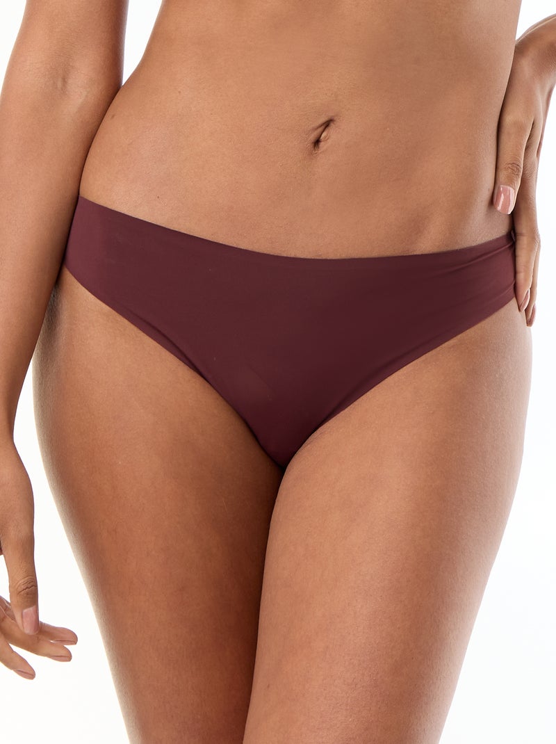 Microfiber and Lace Briefs Dark purple - Kiabi
