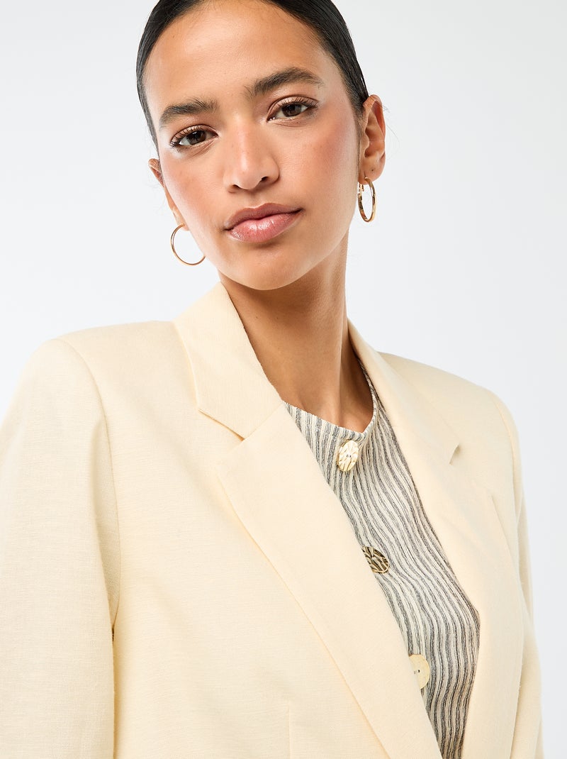 Mid-Length Blazer Jacket Beige - Kiabi