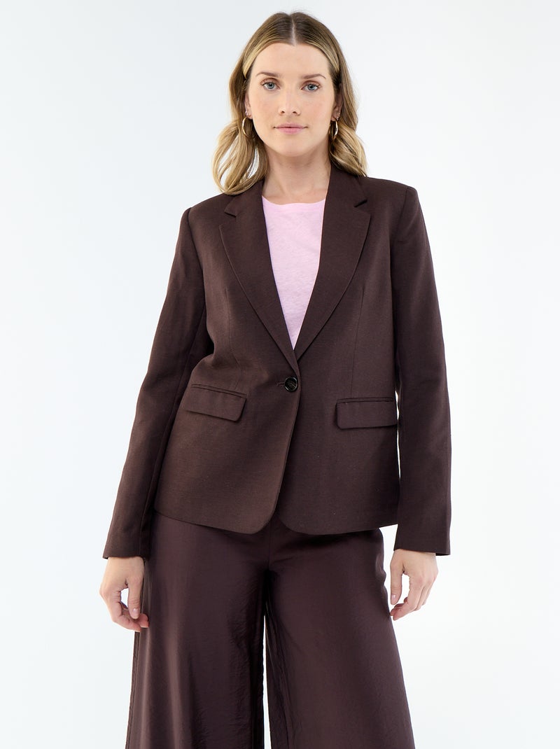 Mid-Length Blazer Jacket Brown - Kiabi