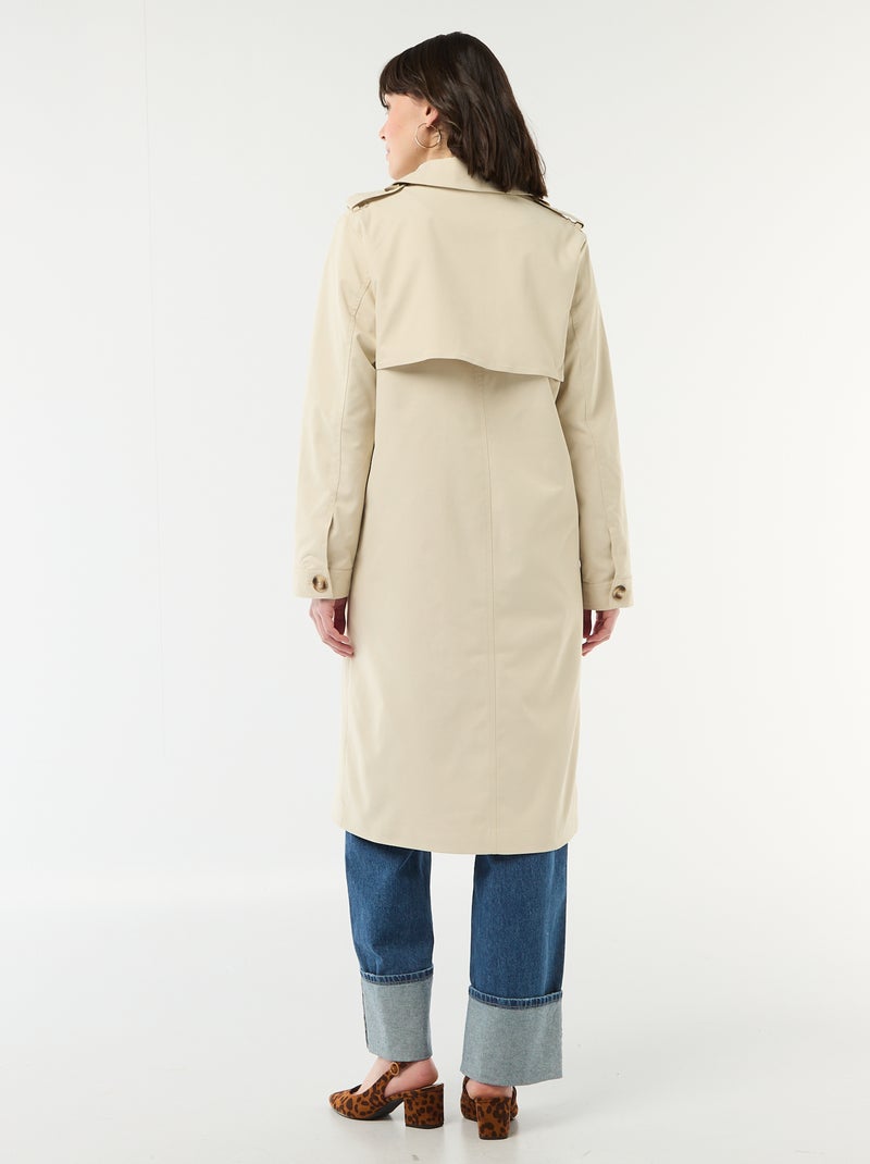 Mid-Length Shirt Collar Trench Coat Beige - Kiabi