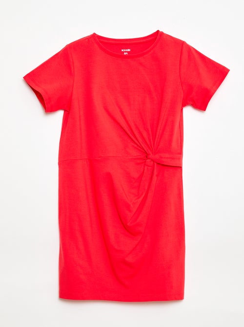 Mid-Length T-Shirt Dress with Decorative Front Tie - Kiabi