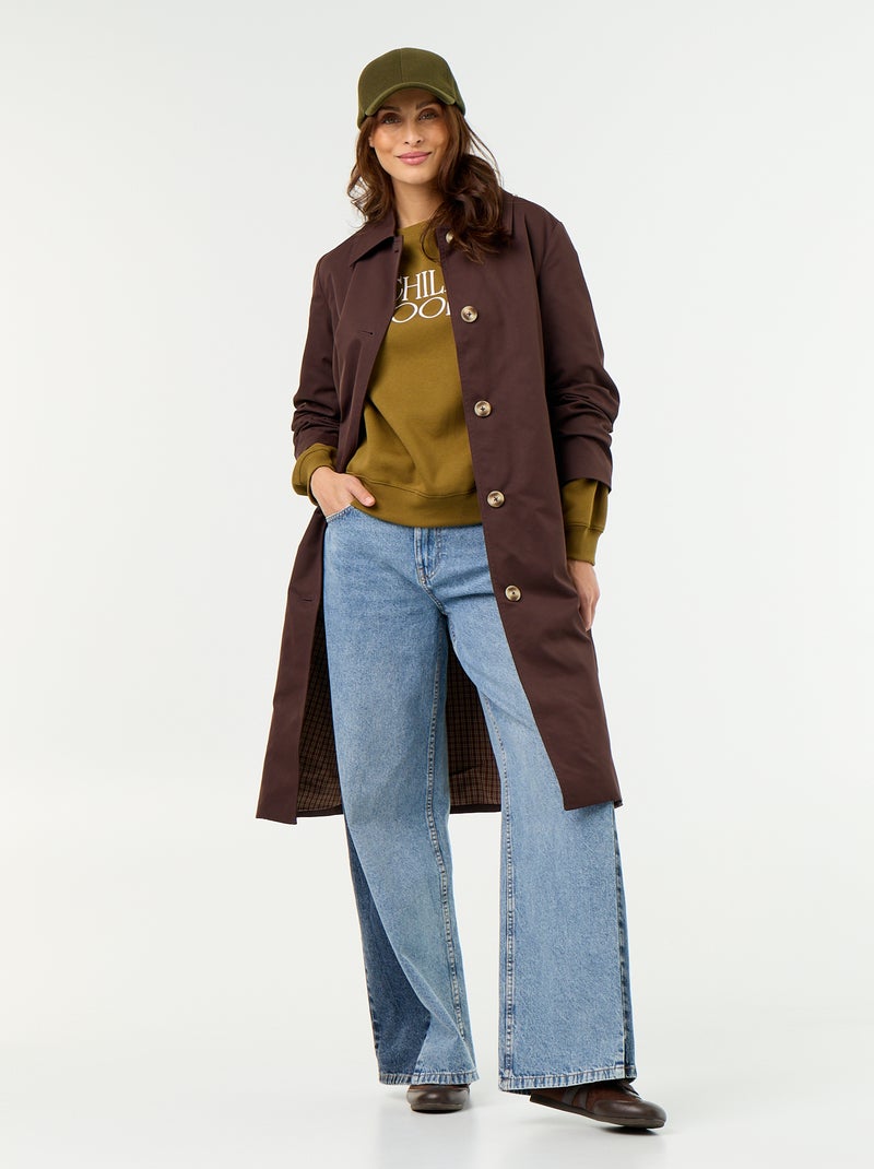 Mid-length trench coat with inner lining Brown - Kiabi