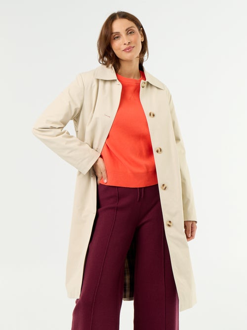Mid-length trench coat with inner lining - Kiabi