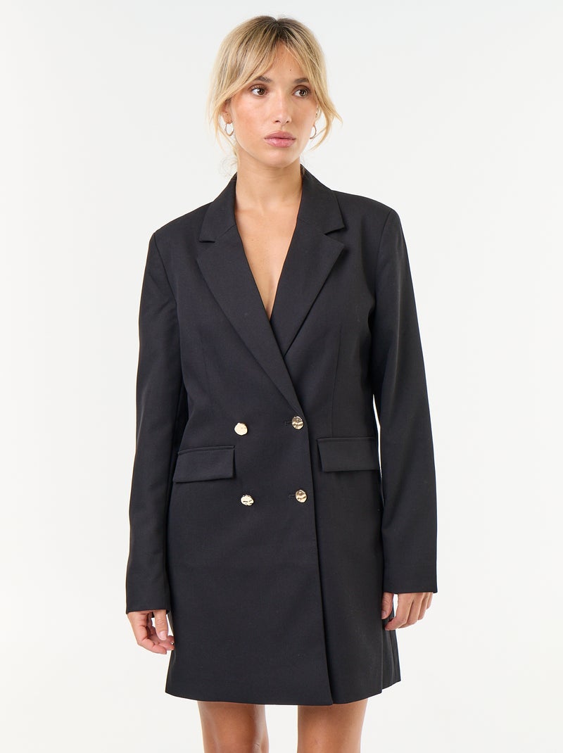 Midi-Blazerkleid mit goldenen Knöpfen Noir - Kiabi