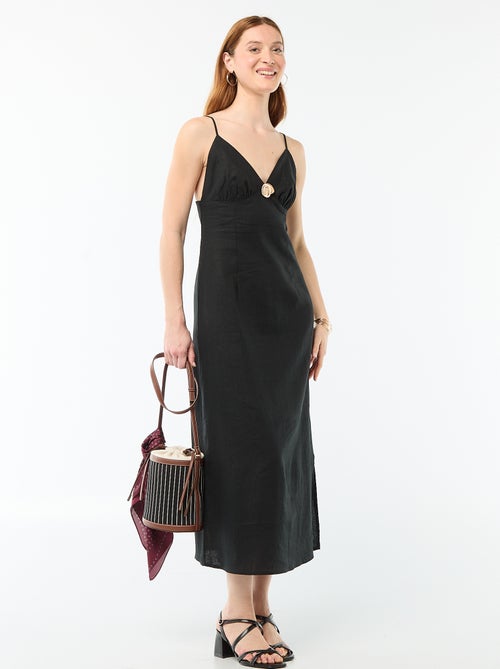 Midi dress with decorative jewel at the neckline - Kiabi