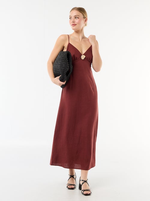 Midi dress with decorative jewel at the neckline - Kiabi