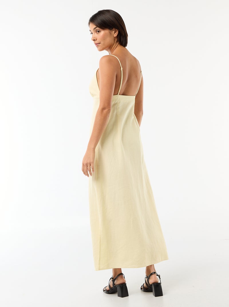Midi dress with decorative jewel at the neckline Yellow - Kiabi
