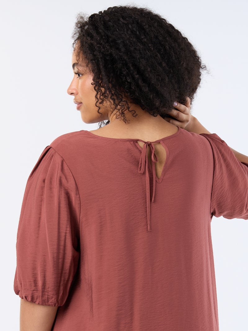 Midi-Kleid mit Ballonärmeln Braun - Kiabi