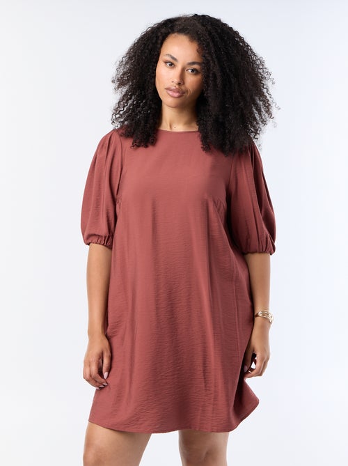 Midi-Kleid mit Ballonärmeln - Kiabi Midi-Kleid mit Ballonärmeln - Kiabi