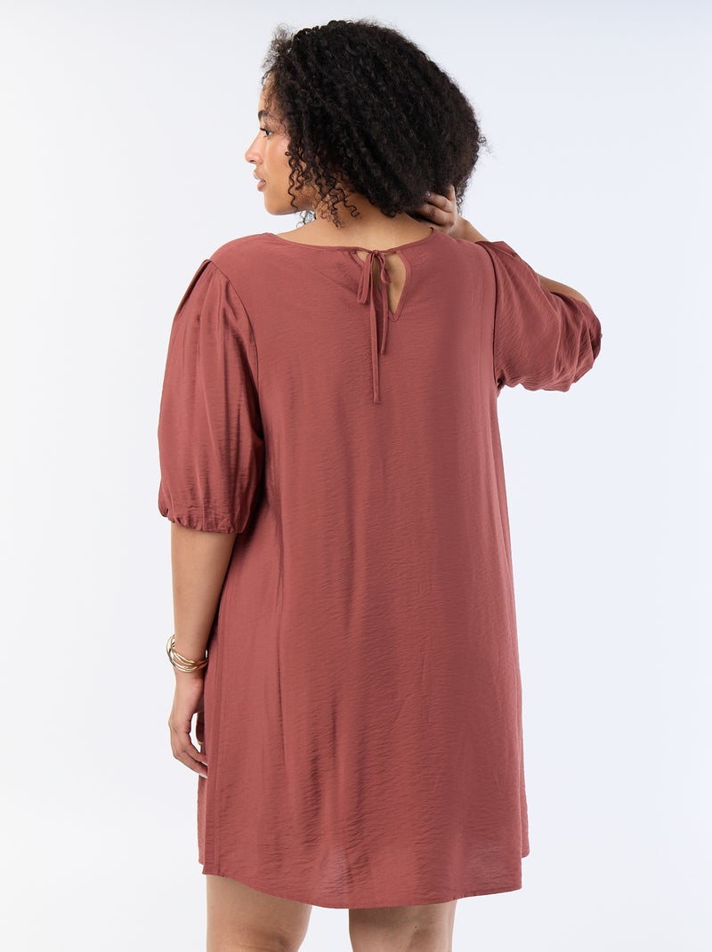 Midi-Kleid mit Ballonärmeln Braun - Kiabi