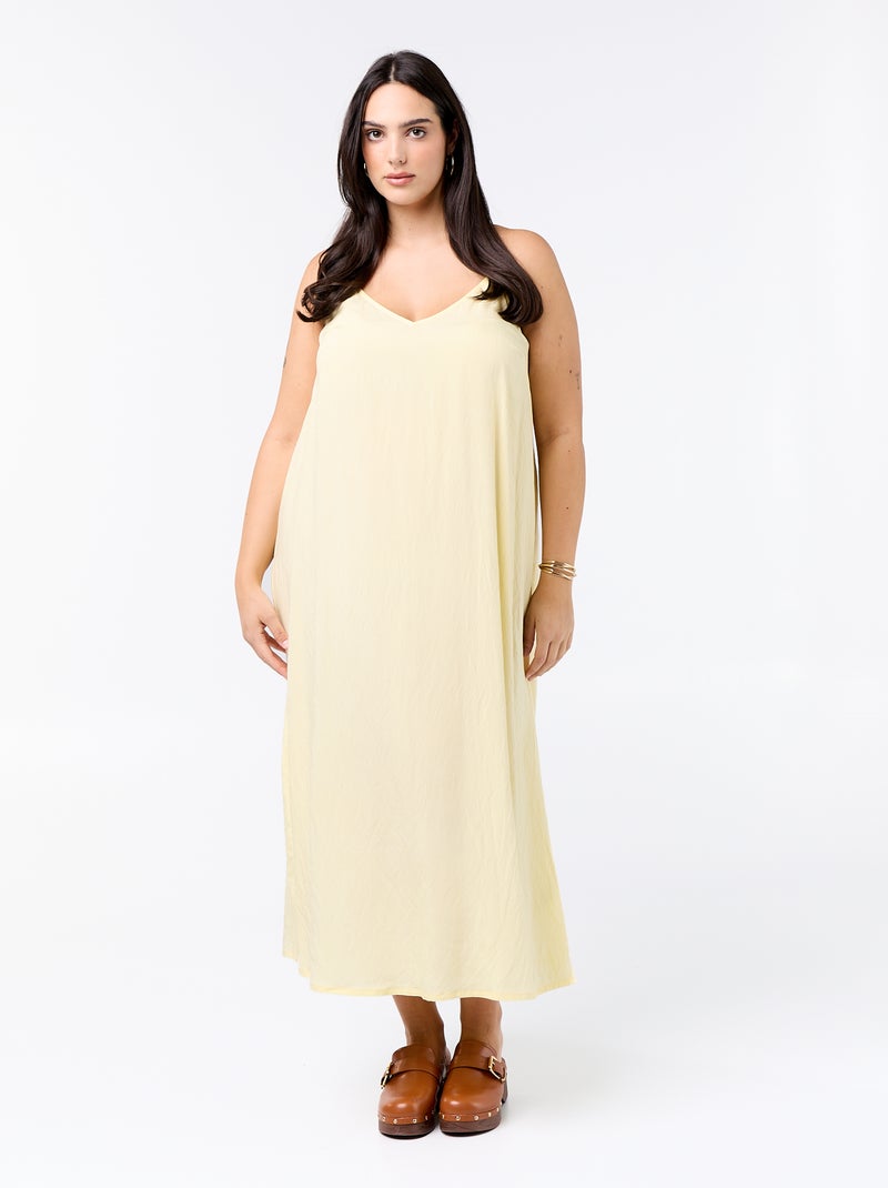 Midi-Kleid mit verstellbaren Trägern GELB - Kiabi