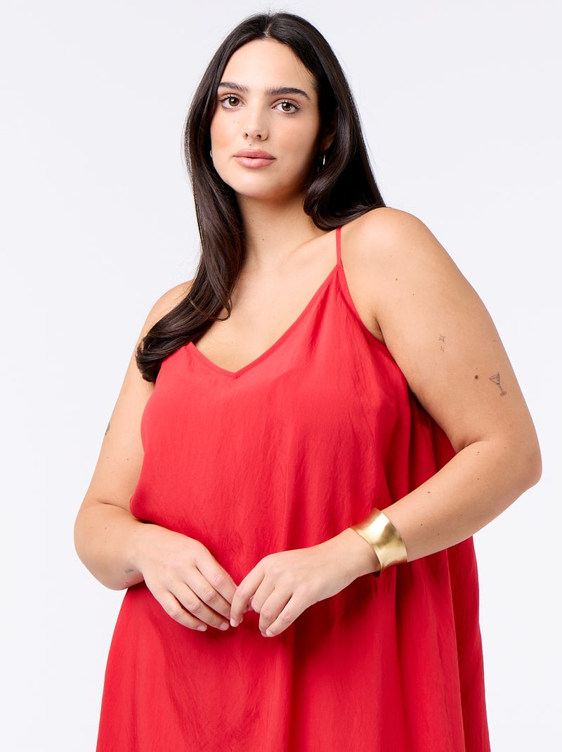 Midi-Kleid mit verstellbaren Trägern Rot - Kiabi