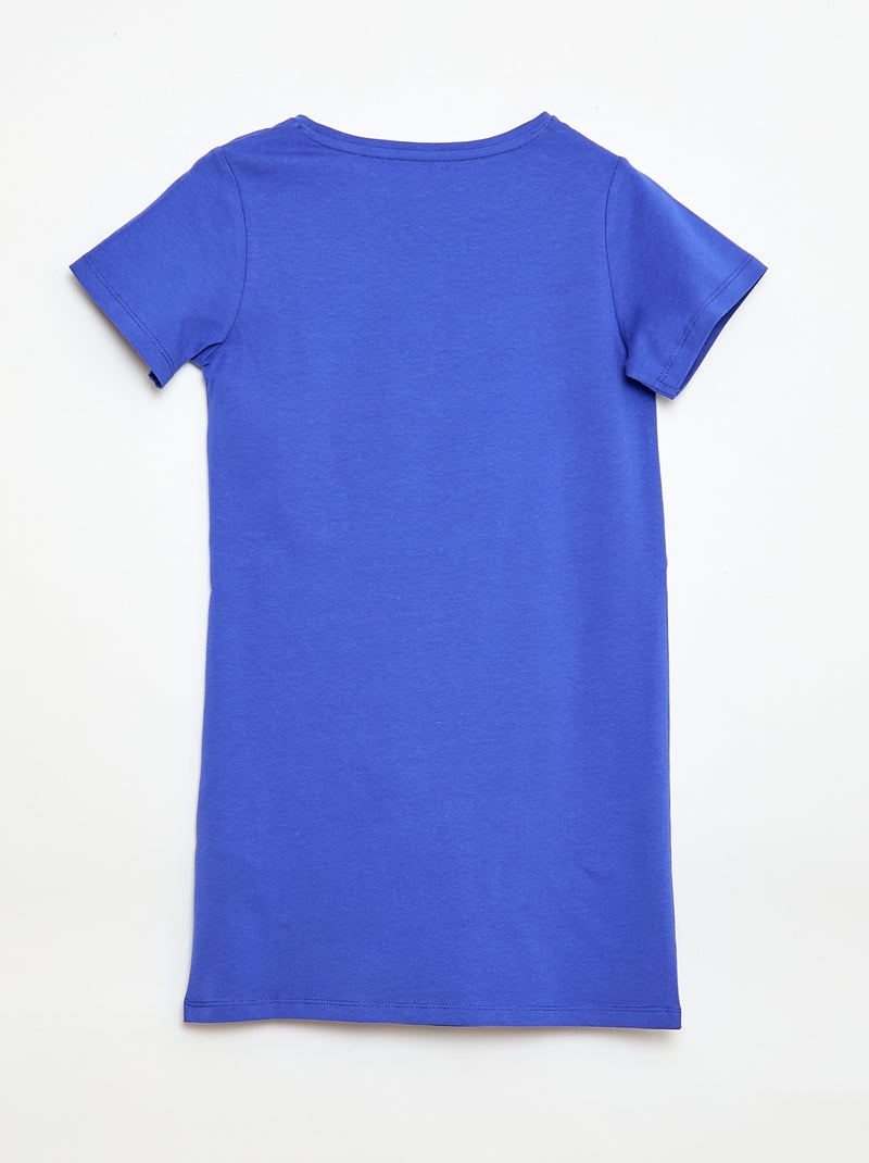 Midi-T-Shirt-Kleid mit Zierschleife vorne Blau - Kiabi