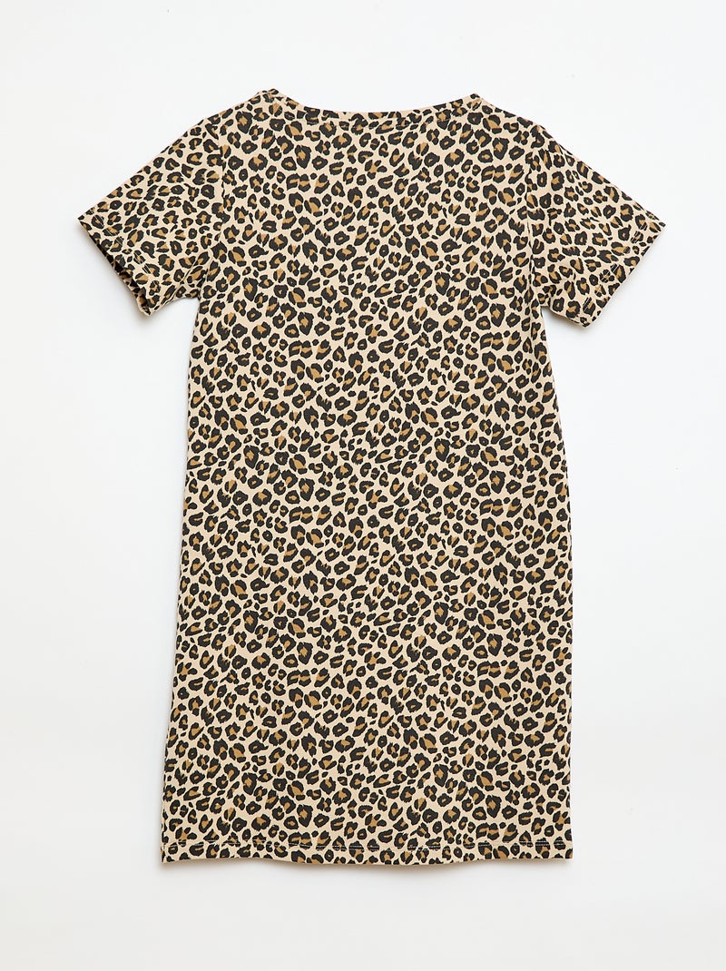 Midi-T-Shirt-Kleid mit Zierschleife vorne Braun - Kiabi