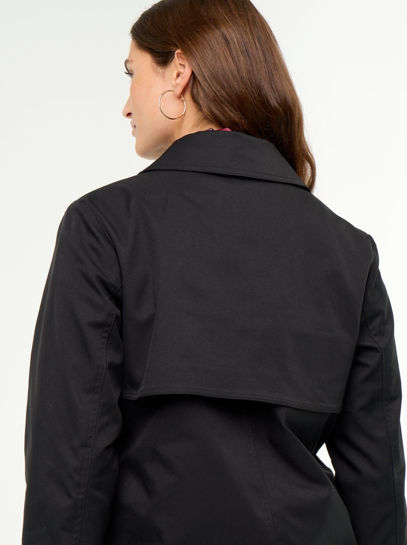 Midi-Trenchcoat mit Innenfutter Noir - Kiabi