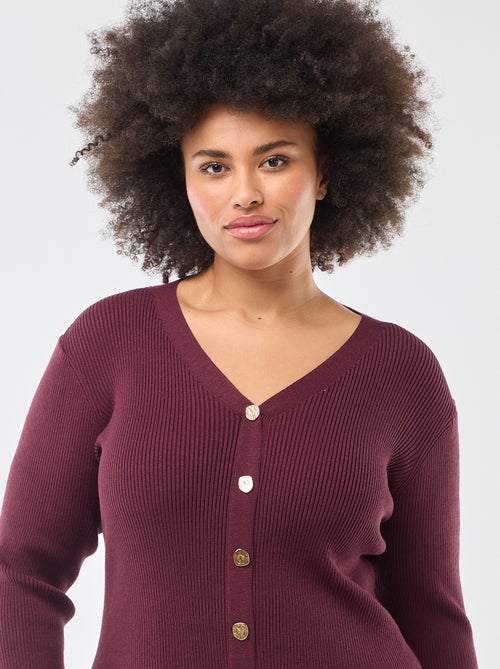 Midikleid aus schwerem Rippstrick im Cardigan-Stil - Kiabi