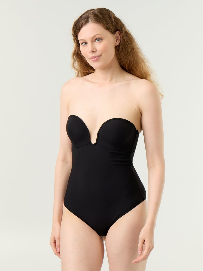 Mikrofaser Body mit integrierten Cups Schwarz - Kiabi
