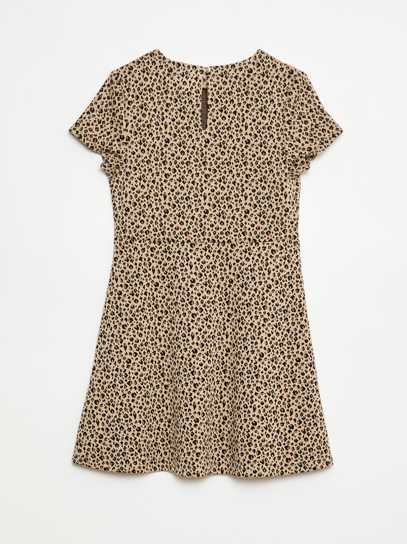 Milano Fit and Flare Short-Sleeve Dress Beige - Kiabi