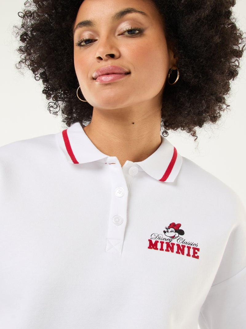 Minnie \'Disney\' Buttoned Polo Collar Sweatshirt White - Kiabi