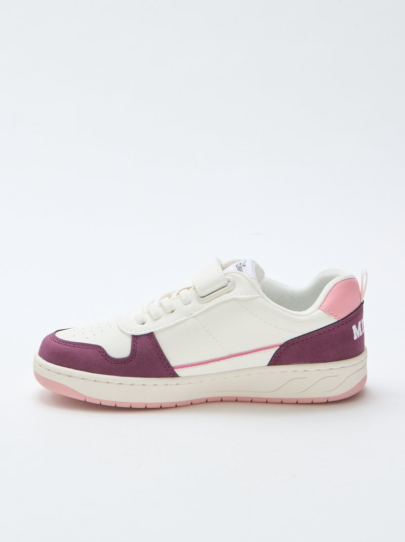 "Minnie" "Disney" Hook-and-Loop and Lace-Up Sneakers White - Kiabi