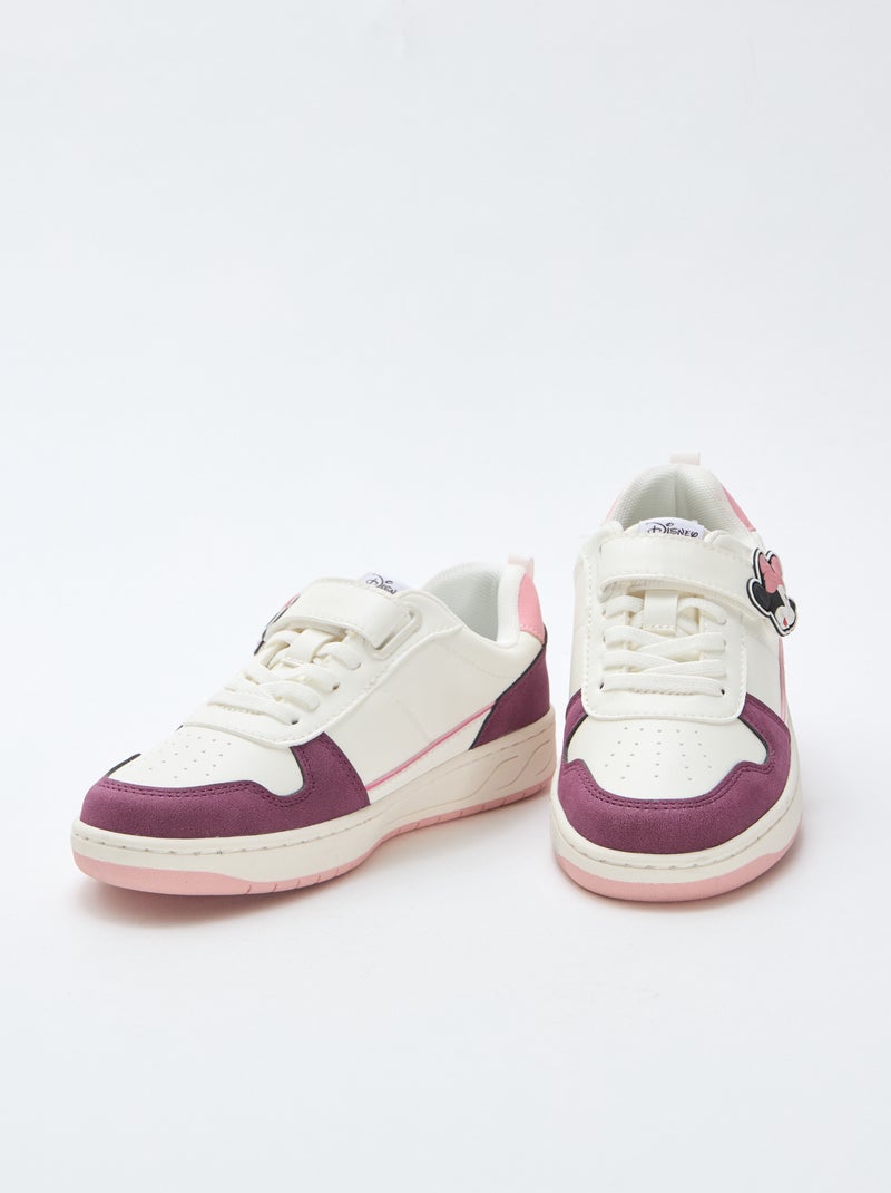 "Minnie" "Disney" Hook-and-Loop and Lace-Up Sneakers White - Kiabi