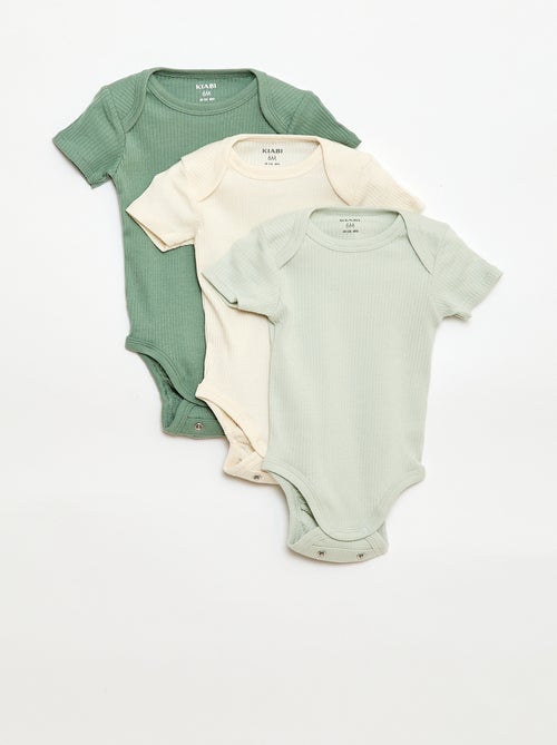 Mitwachsende Bodys aus unifarbenem Jersey - 3er-Set - Kiabi