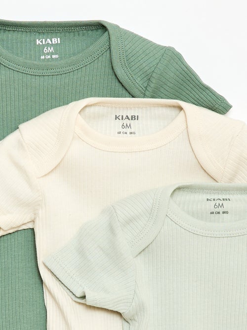 Mitwachsende Bodys aus unifarbenem Jersey - 3er-Set - Kiabi