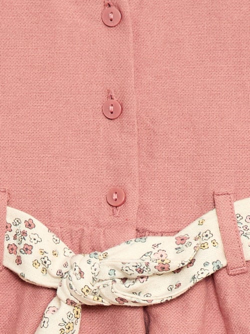 Mixed Linen Dress with Belt - Kiabi