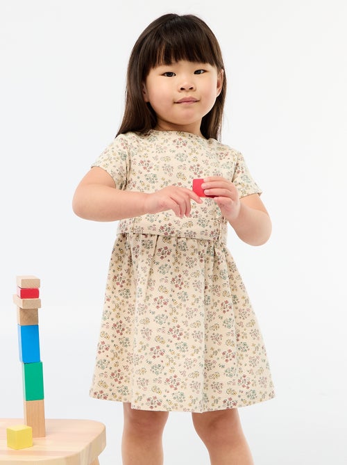Mixed Linen Dress with Belt - Kiabi