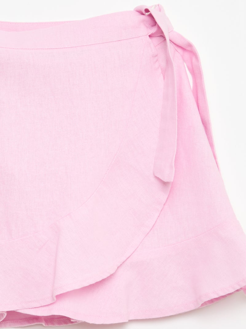 Mixed Linen Ruffle Skirt Pink - Kiabi