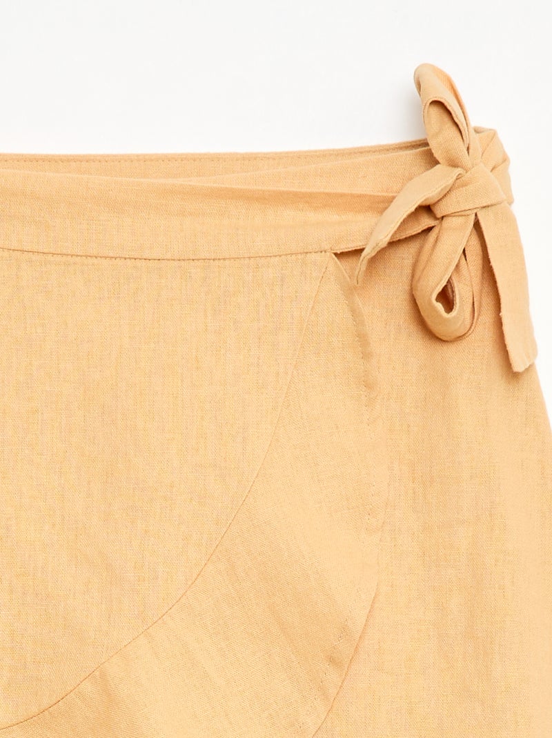 Mixed Linen Ruffle Skirt Yellow - Kiabi