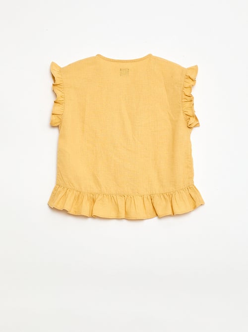 Mixed Linen Ruffle Top - Kiabi