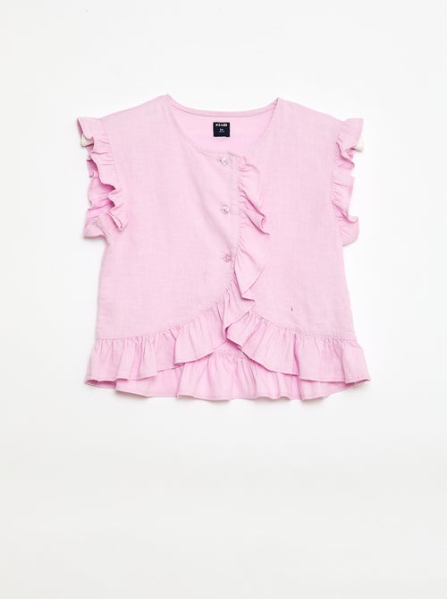 Mixed Linen Ruffle Top - Kiabi Mixed Linen Ruffle Top - Kiabi