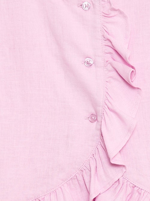 Mixed Linen Ruffle Top - Kiabi Mixed Linen Ruffle Top - Kiabi