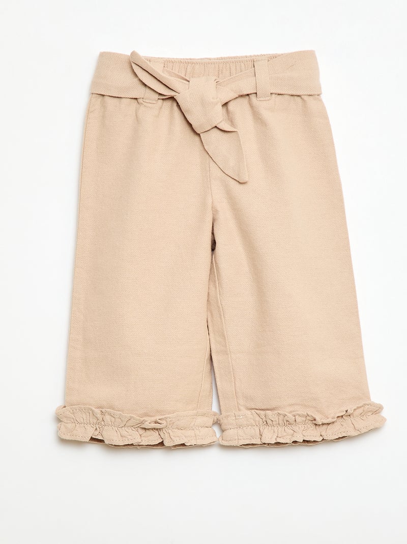 Mixed Linen Trousers Beige - Kiabi