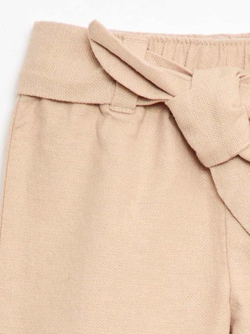 Mixed Linen Trousers Beige - Kiabi