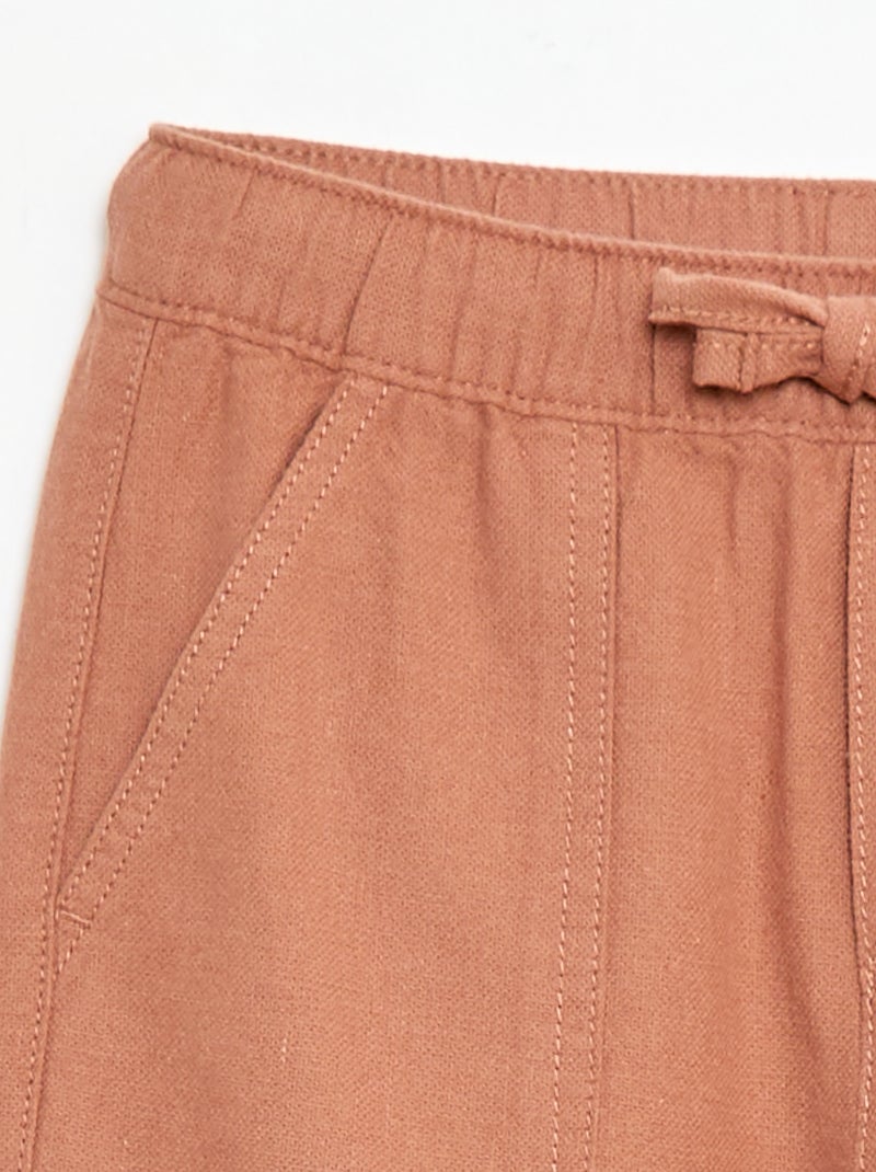 Mixed Linen Trousers Brown - Kiabi