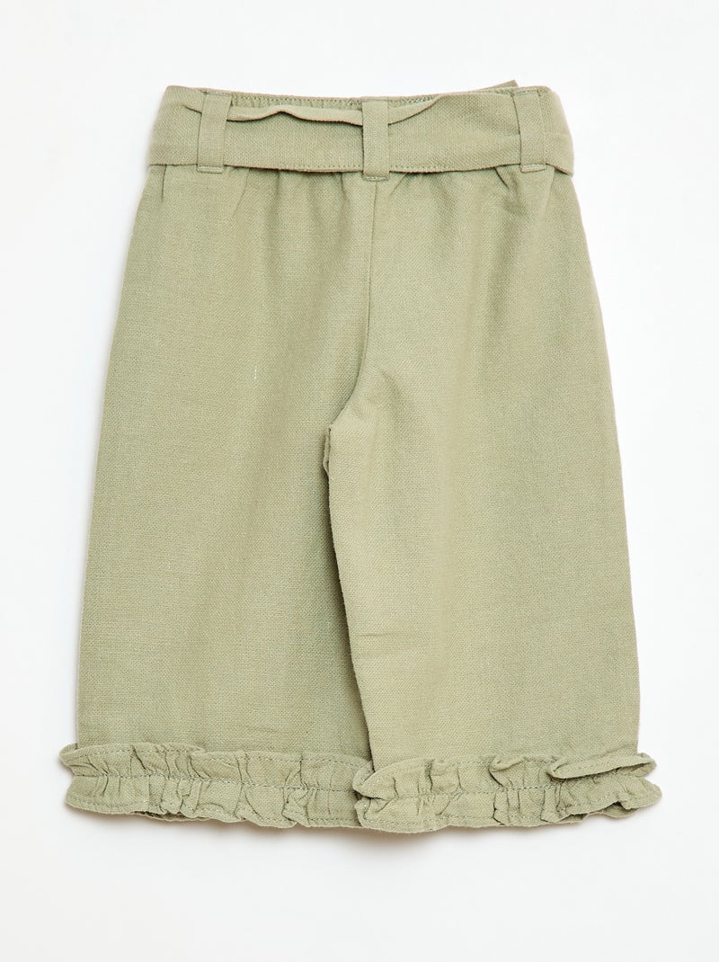 Mixed Linen Trousers Green - Kiabi