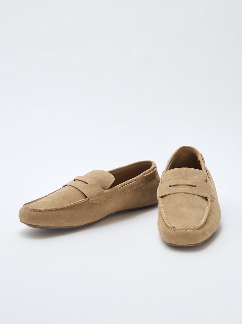 Mocassins bateau en suédine unie Beige - Kiabi