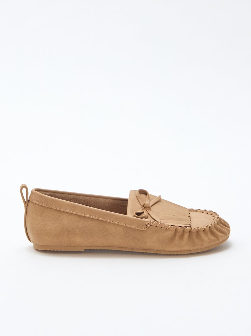Mocassins suédine avec frange Beige - Kiabi