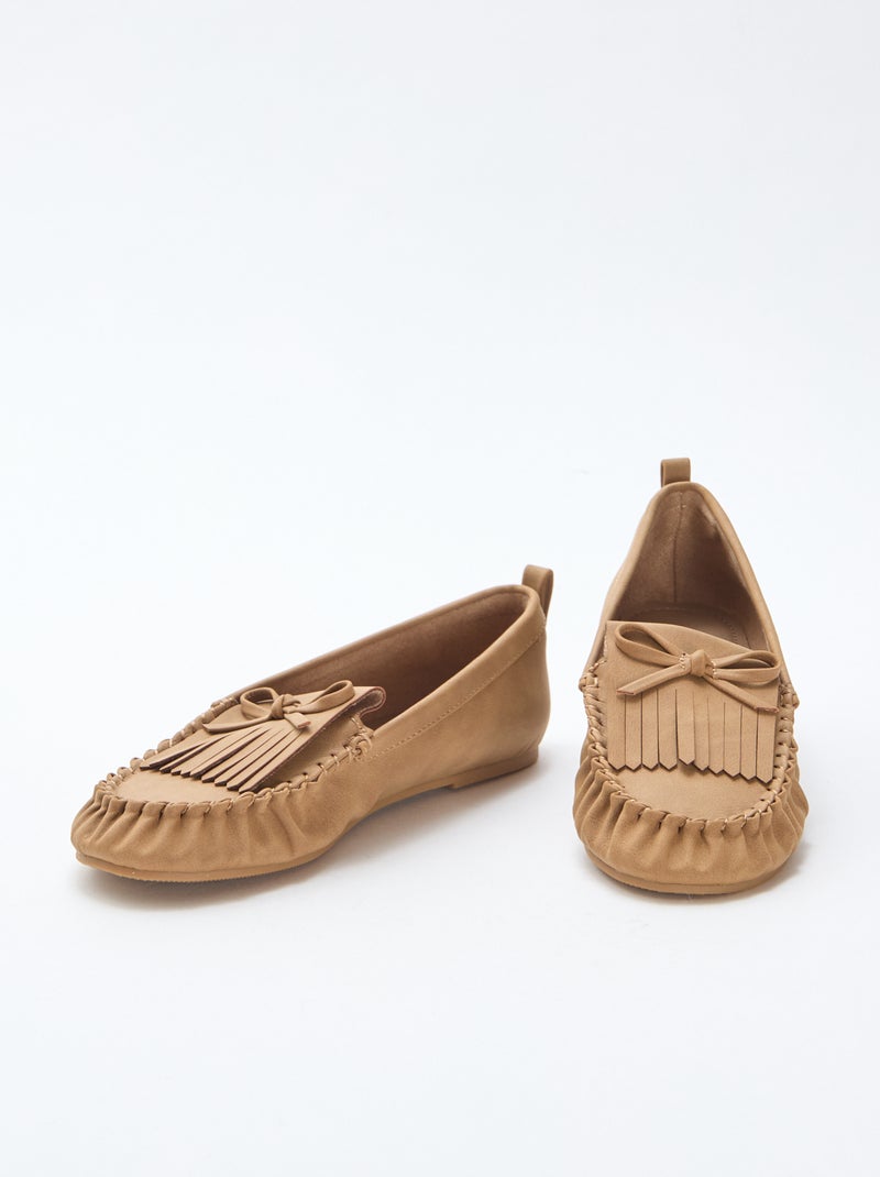 Mocassins suédine avec frange Beige - Kiabi